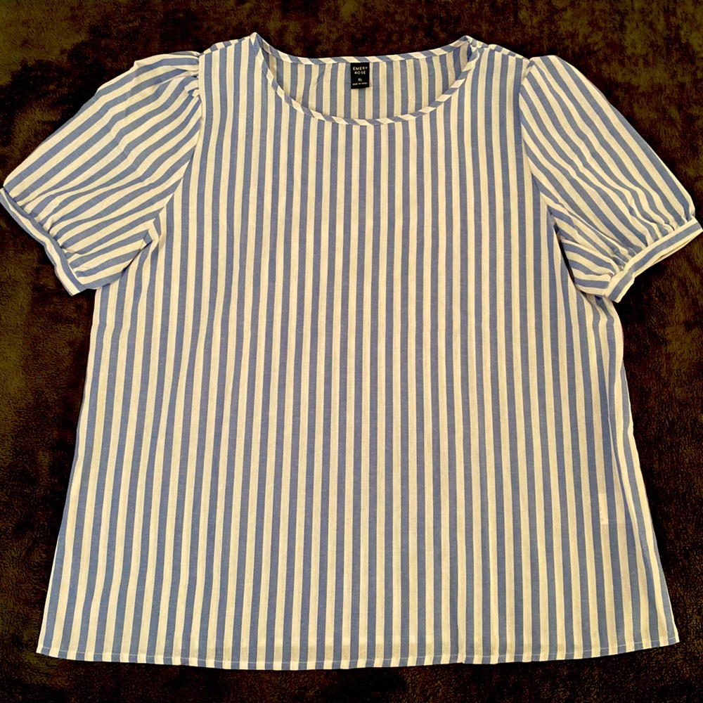 Emery Rose Striped Puff Sleeve Blouse